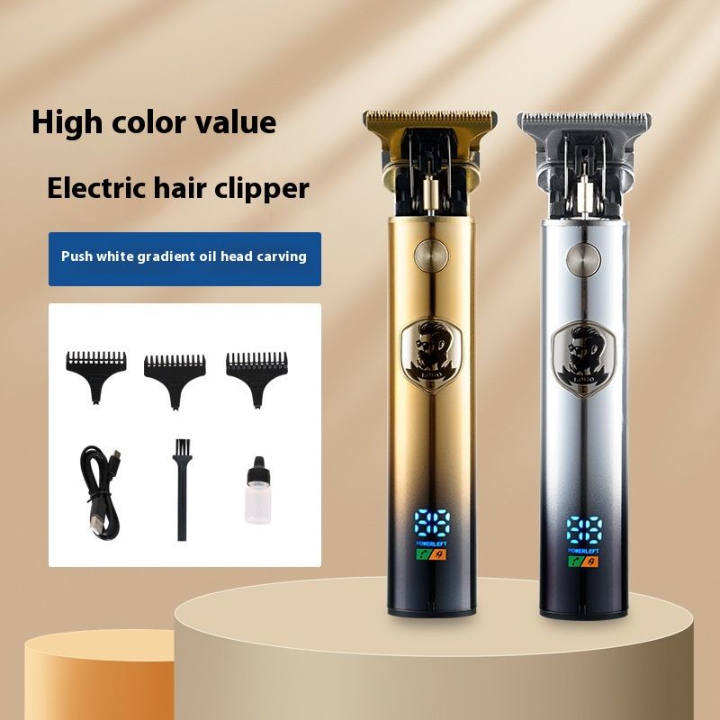 Noul Afișaj Digital Barber Sculptură de încărcare USB Foarfece electrice pentru împingere și tăiere cu cap de ulei_voghion.com