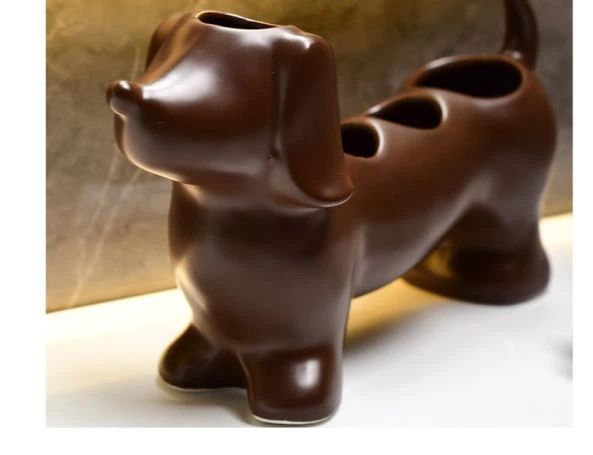 Creative Sausage Dog Ceramic Toothbrush Storage Rack Bathroom Washstand Couple Toothbrush Toothpaste Rack_voghion.com