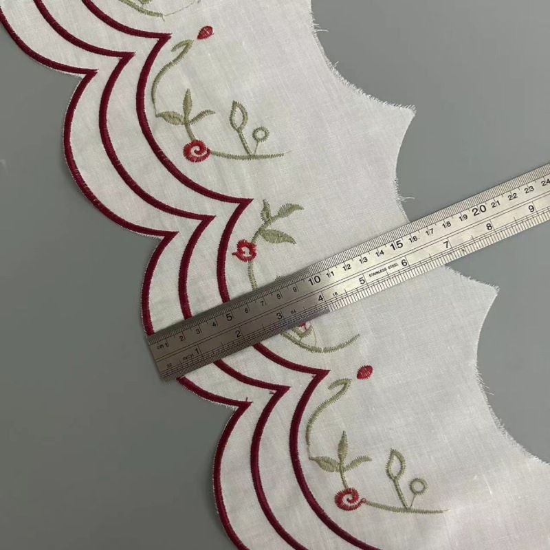 Striscia di pizzo multicolore fai da te con fiore in organza di cotone a quattro colori da 11 cm, codice a barre, Lolita_voghion.com