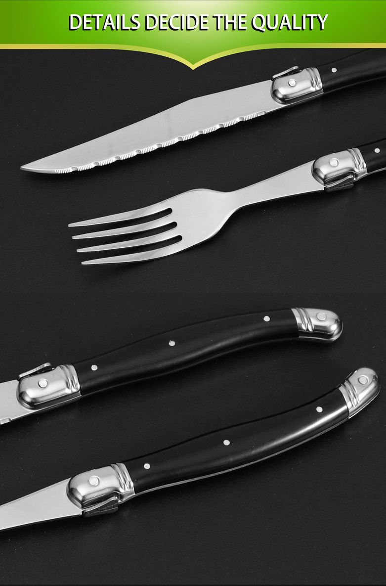 Set da bistecca Laguiole Elite da 6 pezzi - Manico in ABS a codolo intero_voghion.com