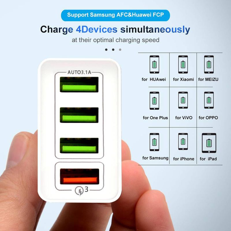 Faster Wall Charger Power Adapter Multi 4 USB For IPhone IPad Samsung UK Plug_voghion.com