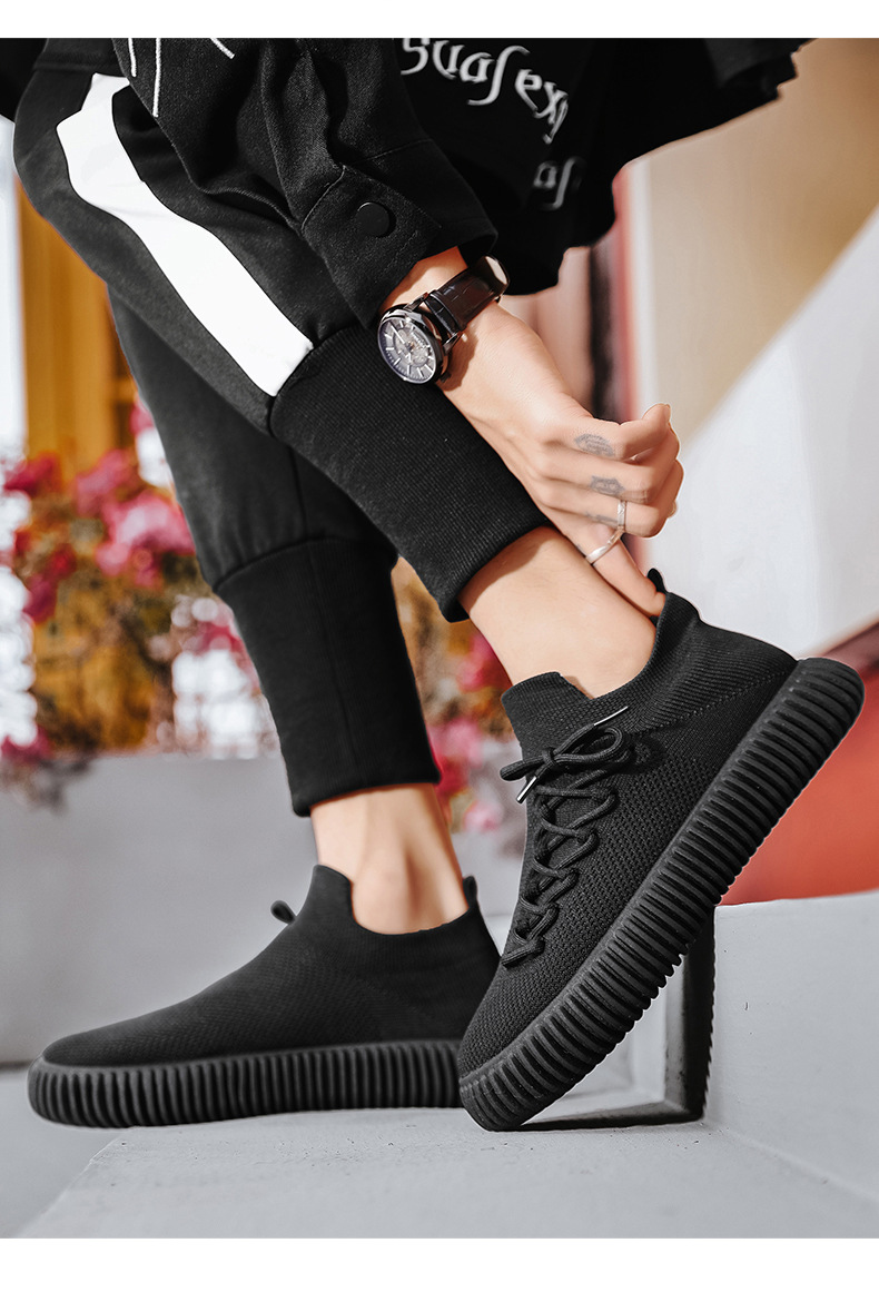 Instapper Heren S Schoenen Kokosnoot Sneakers Vliegende Geweven Mesh Casual Sneakers Heren S Sok Mond Gebreide Doek Schoenen Lichte Mesh Schoenen_voghion.com