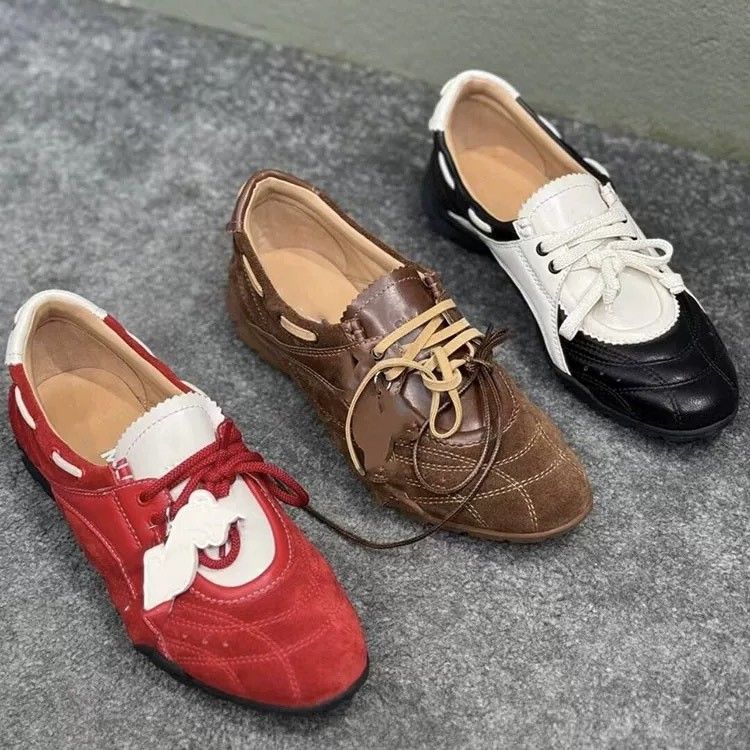 Niche Design Colorblocking Funktionelle flache Loafer mit runder Zehenpartie für Damen_voghion.com