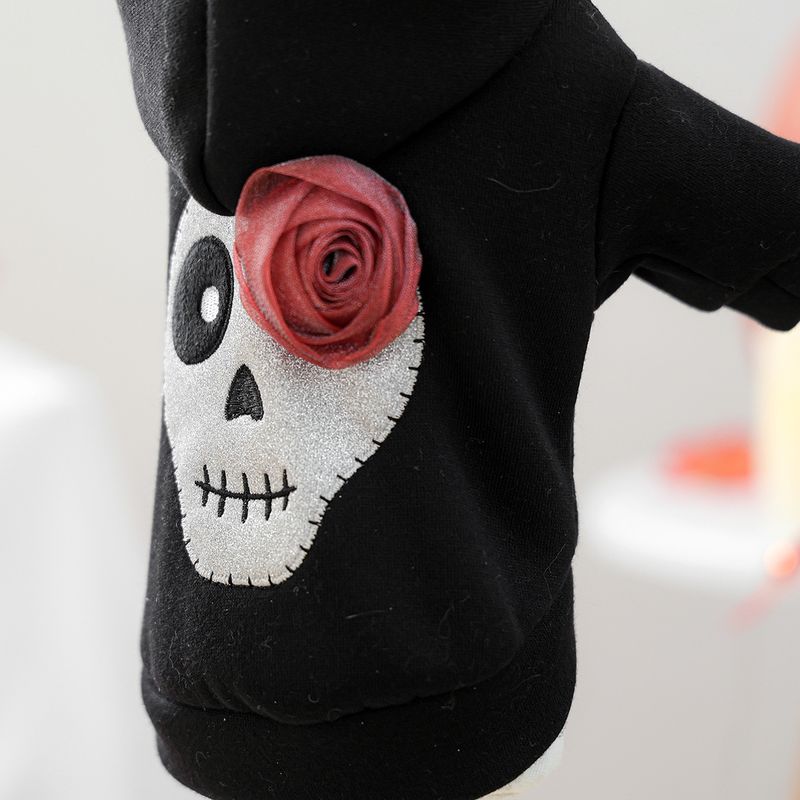 2025 Autunno Inverno Pet Dog Cat Clothes Costume Teschio Argento Halloween Felpa con Cappuccio_voghion.com