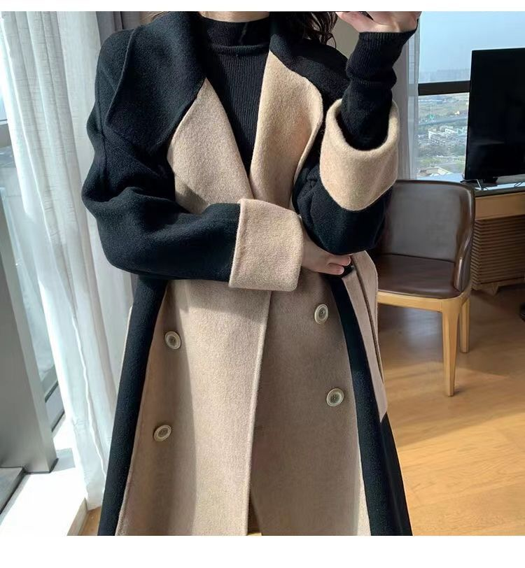 Nuovo temperamento da donna di media lunghezza autunno e inverno e cappotto di lana stile Hepburn di fascia alta_voghion.com