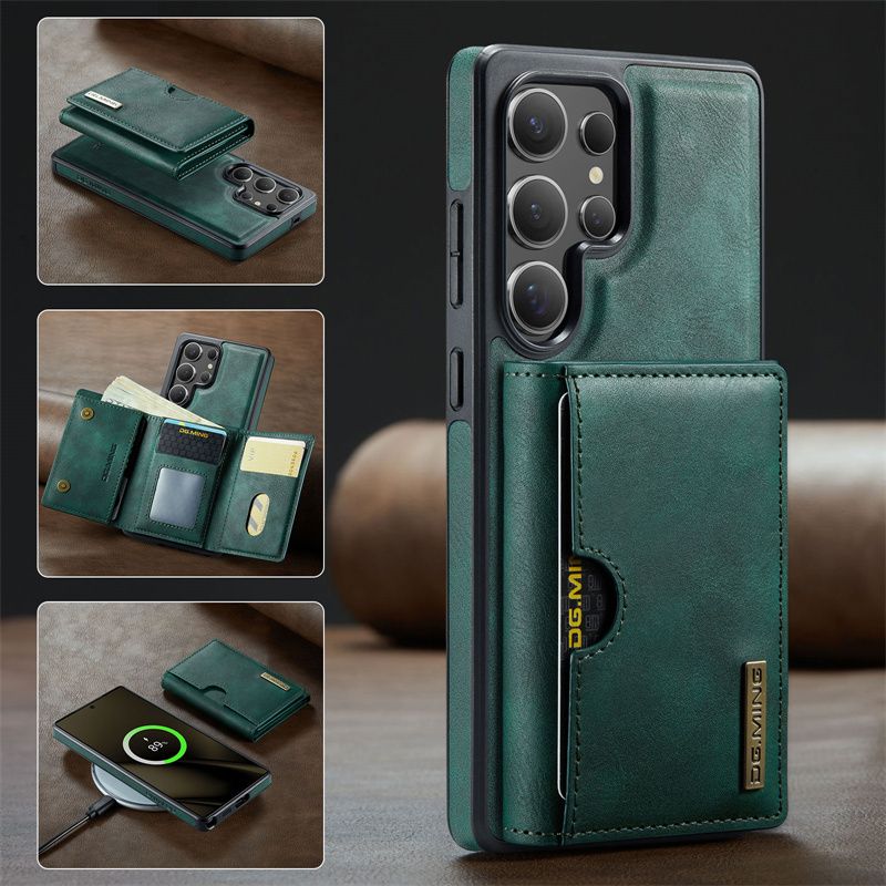 Custodia magnetica staccabile 2 in 1 per Samsung Galaxy S25 Edge S24 FE S23 S22 S21 Ultra Portafoglio in pelle con tasca porta carte sul retro_voghion.com