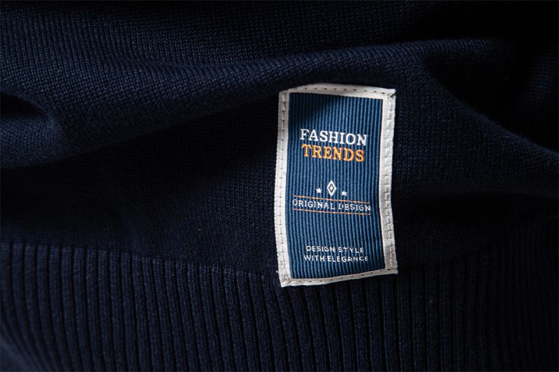 Suéter masculino de malha com gola alta - corte slim, 95% algodão, pulôver com zíper (azul-marinho/preto/verde/cinza claro/cinza escuro/bege)_voghion.com