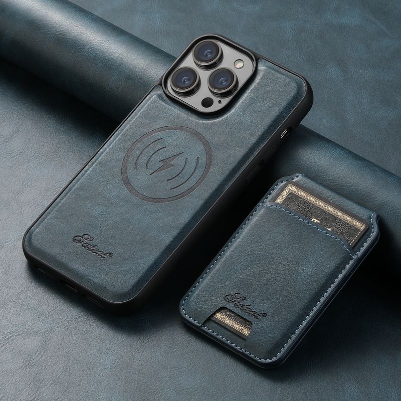 SUTENI Étui portefeuille en cuir avec fente pour carte magnétique pour iPhone 15 14 13 12 Pro Max Plus_voghion.com