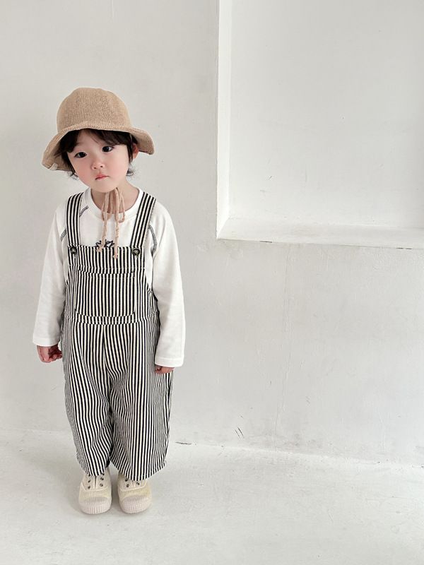 Pantaloni a righe per neonati primaverili ed estivi, semplici pantaloni in denim giapponese a righe in morbido cotone per ragazzi e ragazze_voghion.com