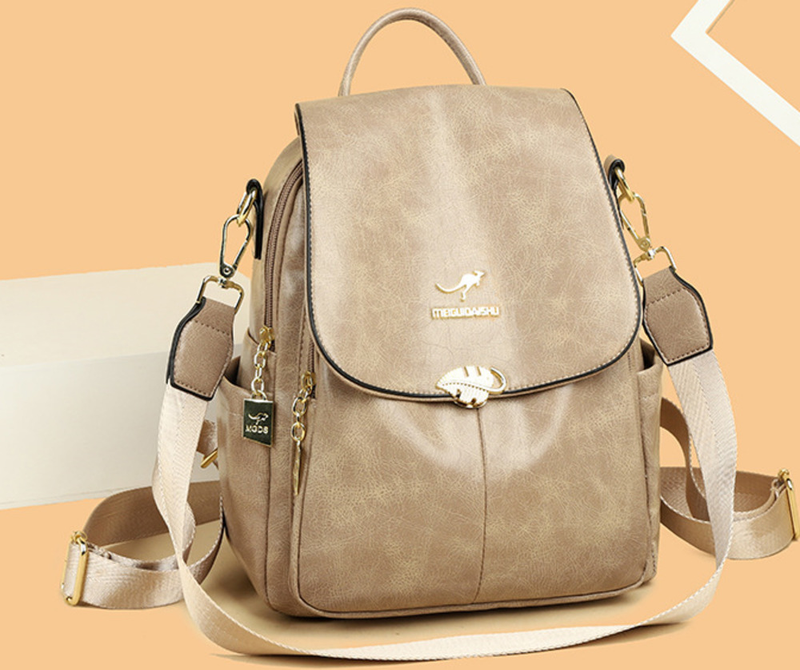 Mochila de couro macio para novo estilo feminino, simples e versátil, multifuncional, mochila de grande capacidade, bolsa feminina de ombro único_voghion.com