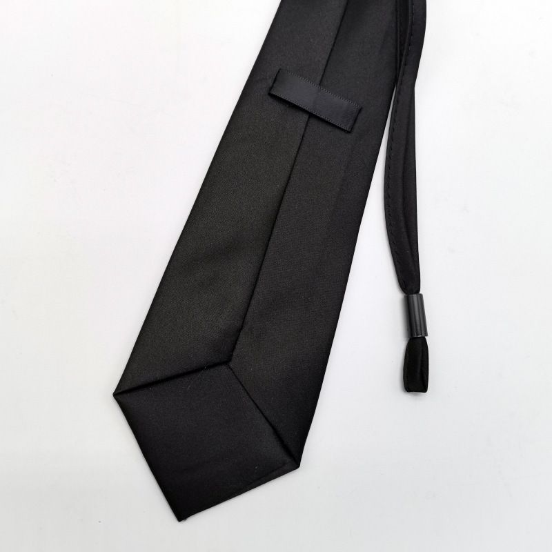 Cravatta nera da donna alla moda, senza nodo, versione stretta, per studenti, blu navy, tinta unita, rossa_voghion.com