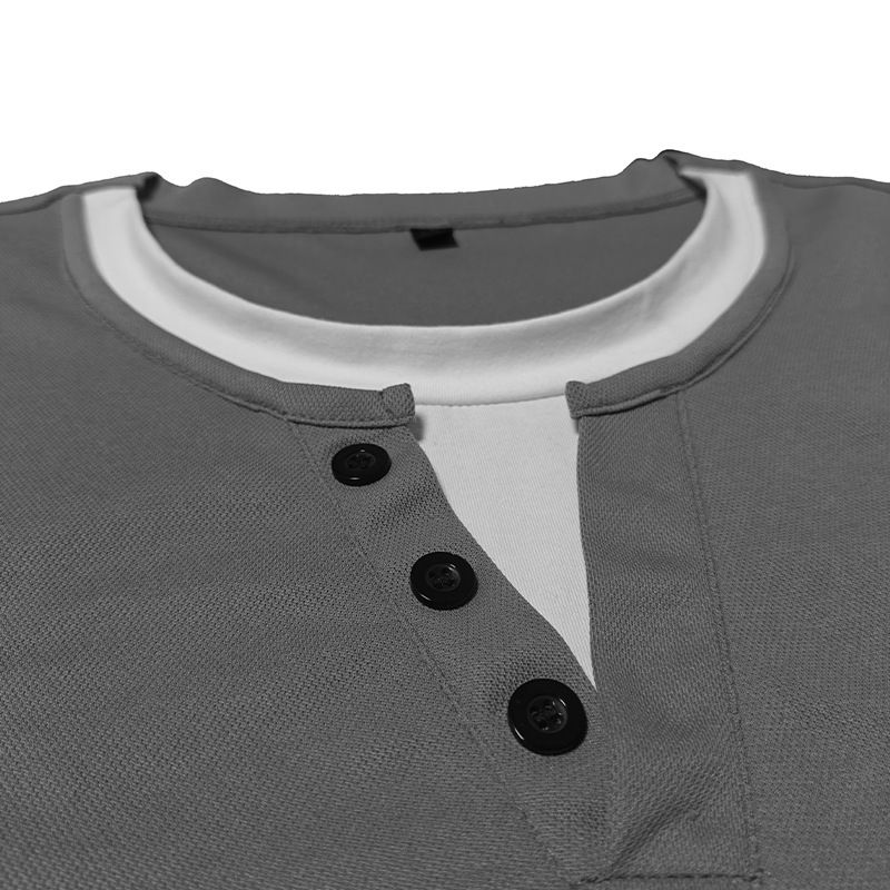 Mehrlagiges Herren-Langarmshirt mit V-Ausschnitt – Doppellagiges Thermoshirt mit Kontrastnähten (Grau/Schwarz/Burgunderrot/Olivgrün/Blau, S-XXXL)_voghion.com