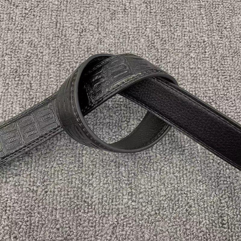 Belt Men's alligator pattern automatic buckle Men's belt Simple casual high-end men's belt_voghion.com
