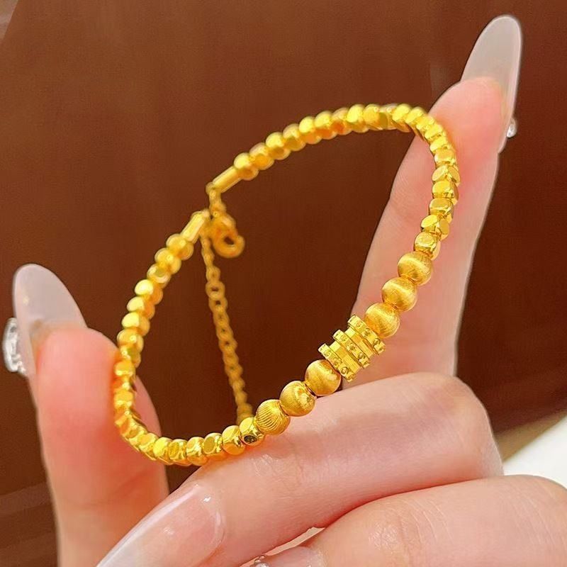 Niche High-End Gold-Plated Light Style Slim Waist Cat's Eye Gold Fragment Long-Lasting Color Bracelet Women's_voghion.com