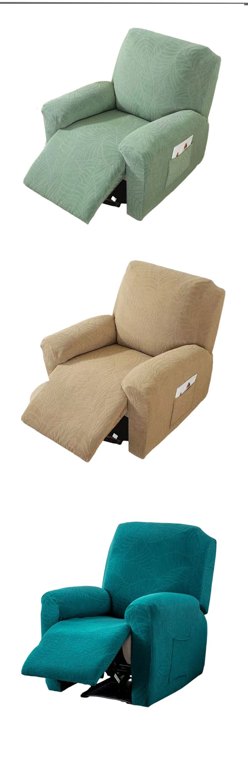 Universal Stretch Slipcover For Recliner Chairs - Waterproof, Anti-Slip, Breathable Fabric - Fits Single/Double/Triple Seats_voghion.com