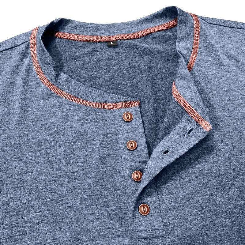 Herrenbekleidung Herbst und Winter Großes Herren Langarm T-Shirt Herrenhemd Vier-Knopf-Oberteil_voghion.com