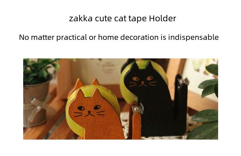 New cute cat rack new Miranda zakka cat tape holder retro wooden tape holder factory wholesale_voghion.com