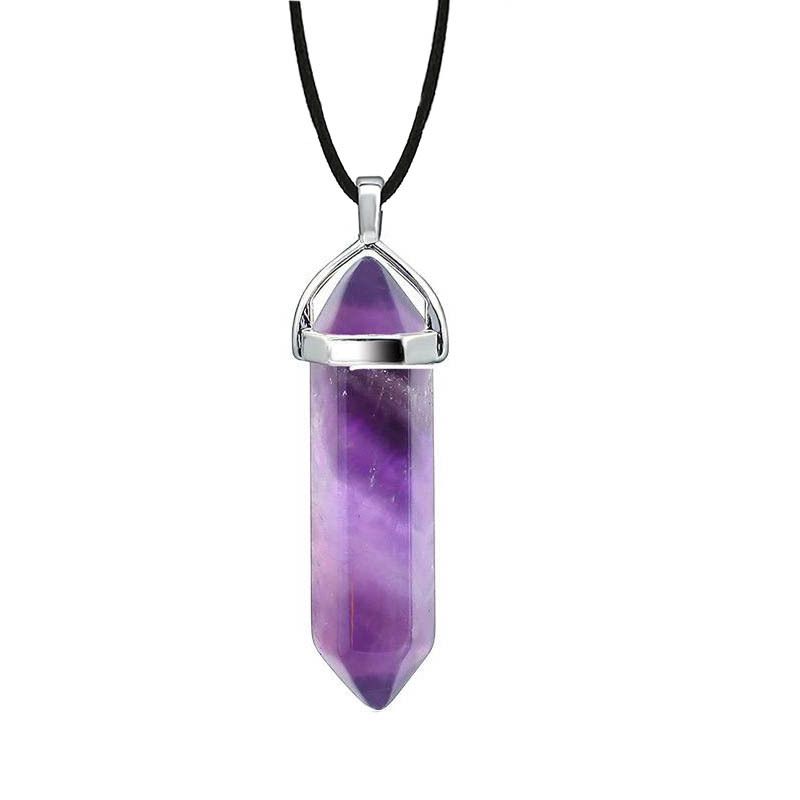 Double-Terminated Hexagonal Crystal Pendant Necklace - Natural Quartz Point For Energy Healing & Spiritual Balance_voghion.com