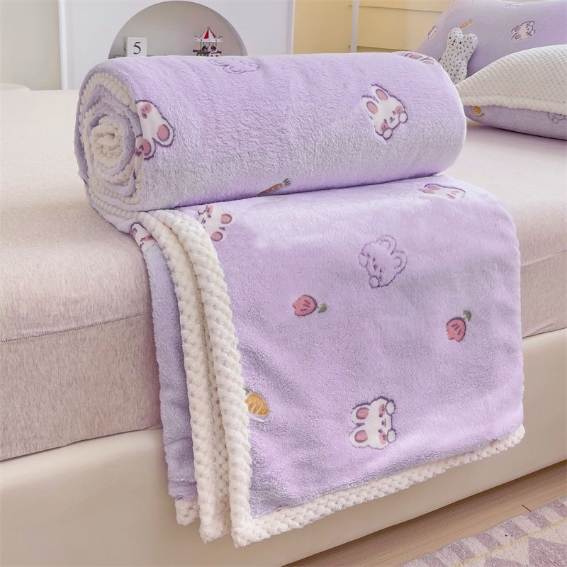 Cute Coral Fleece Thickened Autumn-Winter Office Nap Blanket For Work Breaks_voghion.com
