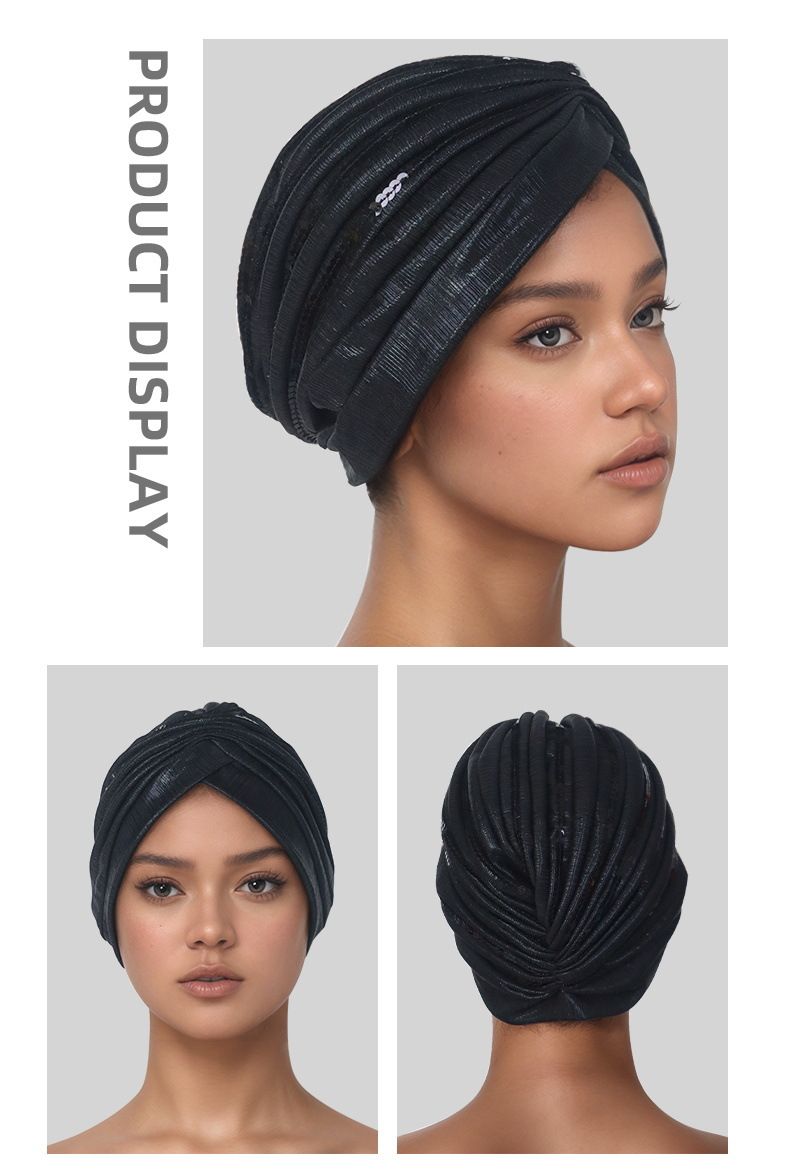 Foulard da donna con perline ricamate - Elegante hijab musulmano con motivi floreali etnici, versatile per tutte le stagioni. Cappello hijab casual a rombi._voghion.com