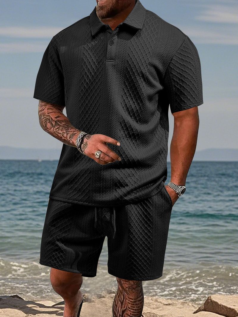 Ropa de verano para hombre, nueva camiseta polo deportiva de manga corta con solapa fina y tejido jacquard para hombre_voghion.com
