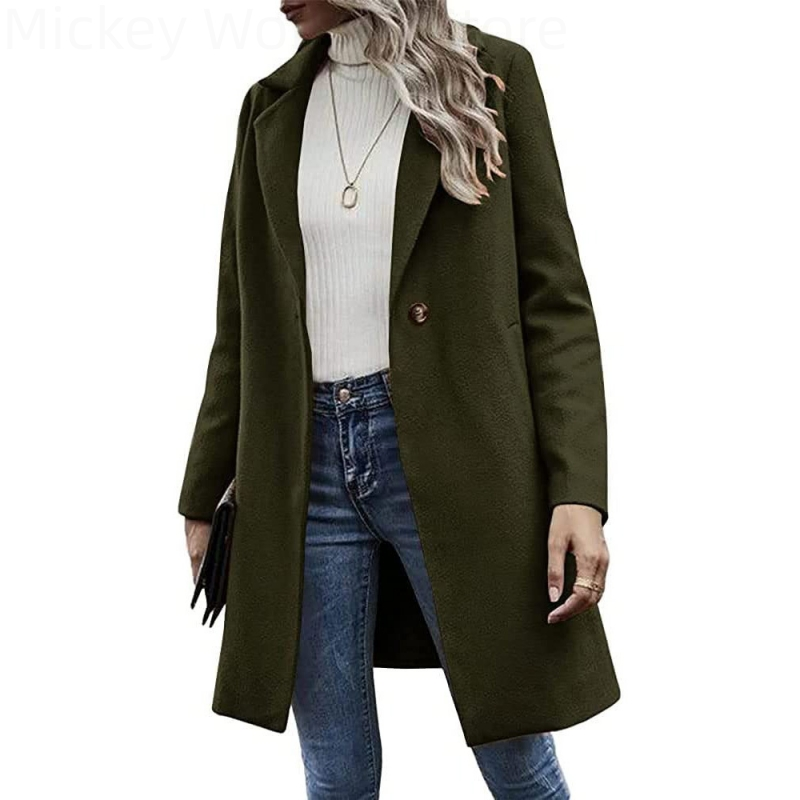 Palton de toamnă și iarnă pentru femei, lungime medie, cu un singur nasture, culoare solidă, guler răsucit, elegant, plus mărime 4XL, casual, cald_voghion.com