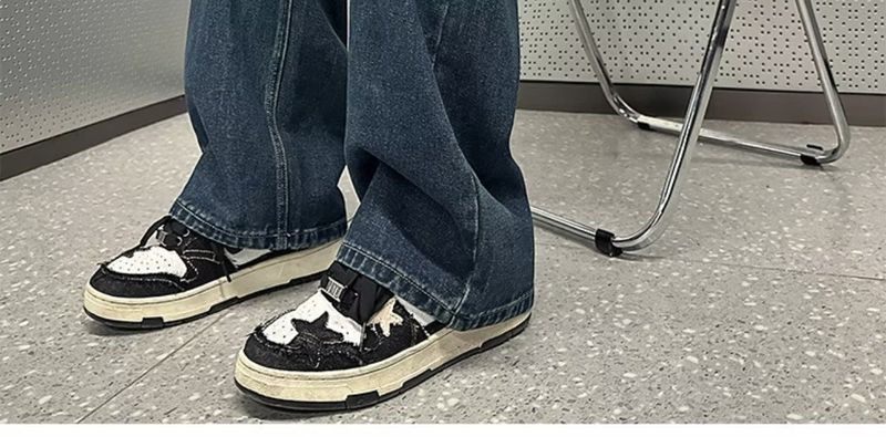 Verwaschene gerade Jeans für Herren im Frühling und Herbst im amerikanischen Stil mit lockerem weitem Bein, übergroße, lässige, trendige Sommerhose_voghion.com