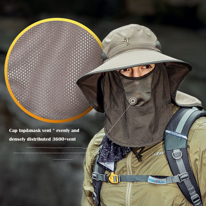 Mode 2024 Neue Mode Sommer Eimer Hut Cowboy Männer Outdoor Angeln Wandern Strand Hüte Mesh Atmungsaktiv Anti UV Sonne Kappe Große_voghion.com