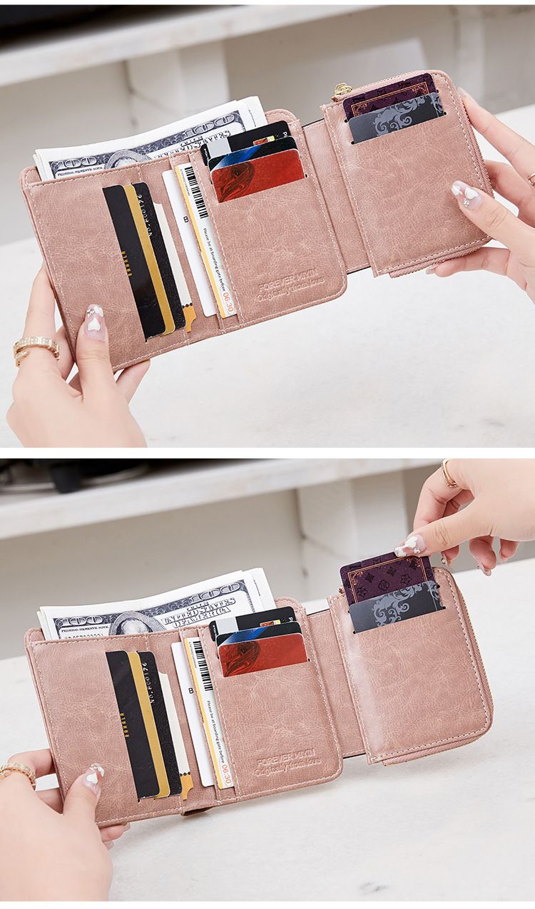 Women's Wallet & Men's Wallet Rfid Anti-theft Brush Ladies Wallet Zipper Wallet Coin Purse Lock Short Wallet_voghion.com