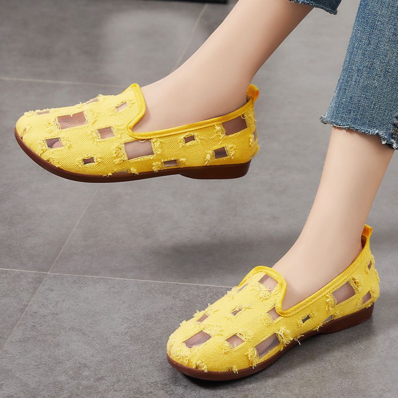 Schuhe Damen, Atmungsaktiv Vielseitig Für Frühling Und Sommer, Einzelner Fuß Faul Flacher Mund Flache Unterseite Loch Schuhe,_voghion.com