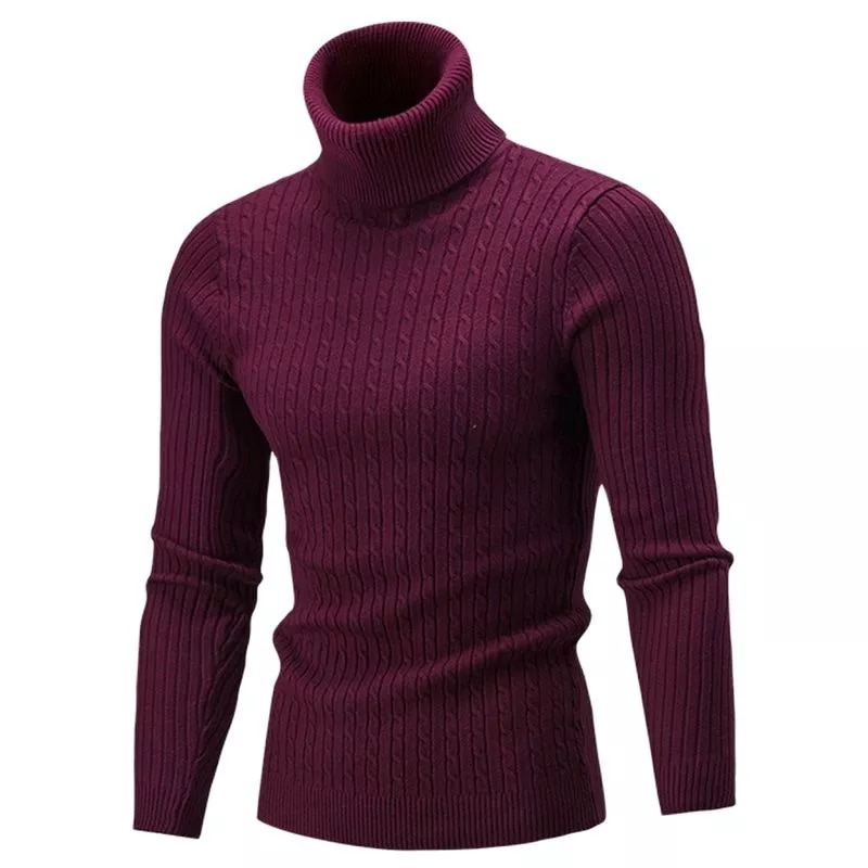 Automne et hiver pull à manches longues décontracté lin col haut hommes tricots bas haut_voghion.com