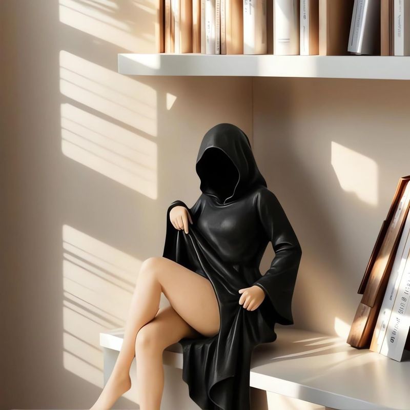 Neu Halloween Mysterious Statue Schwarz Robe Königin Bücherregal Figurine Dekoration_voghion.com