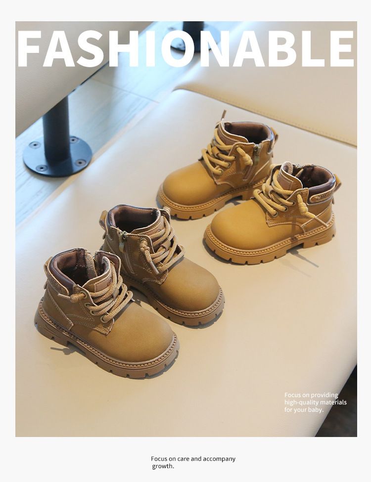 Otoño 2024, nuevas botas pequeñas de cuero para hombres y mujeres, botas Martin de caña media para bebés, edición coreana, zapatos para niños_voghion.com