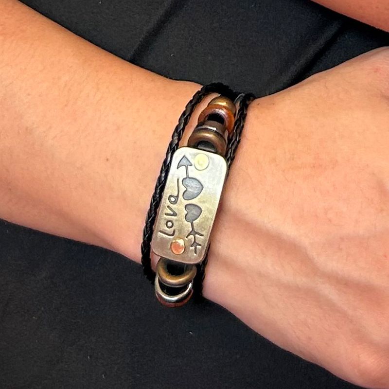 Personalisierte Amors Armband Paar Stil Ein Pfeil Durch Herz Legierung PU Leder Schmuck_voghion.com