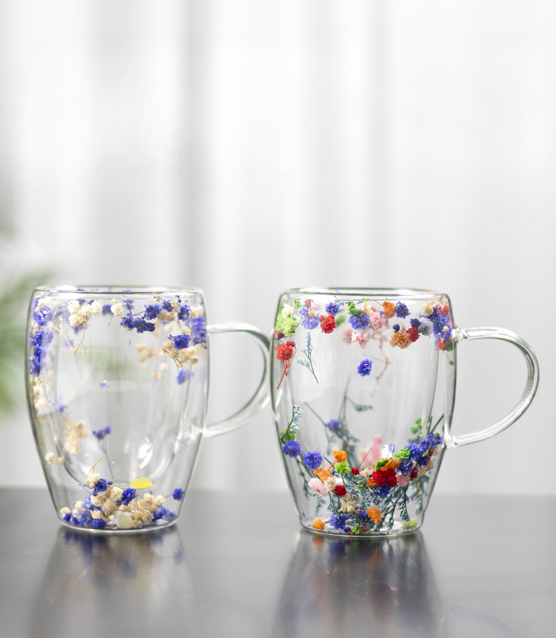 Double-Layer Coffee Household Glass High Temperature Resistant Anti-Scald Water Dried Flower Mug Exquisite Latte Cup_voghion.com