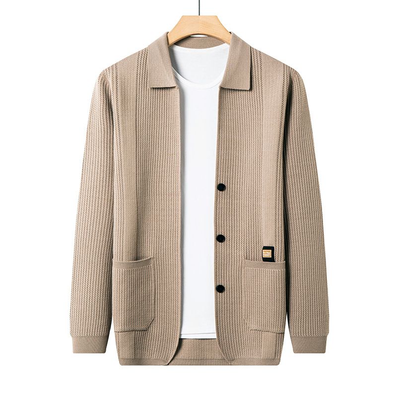 2025 Spring And Autumn New Youth Knitted Cardigan Sweater Jacket Men's Casual Solid Color_voghion.com