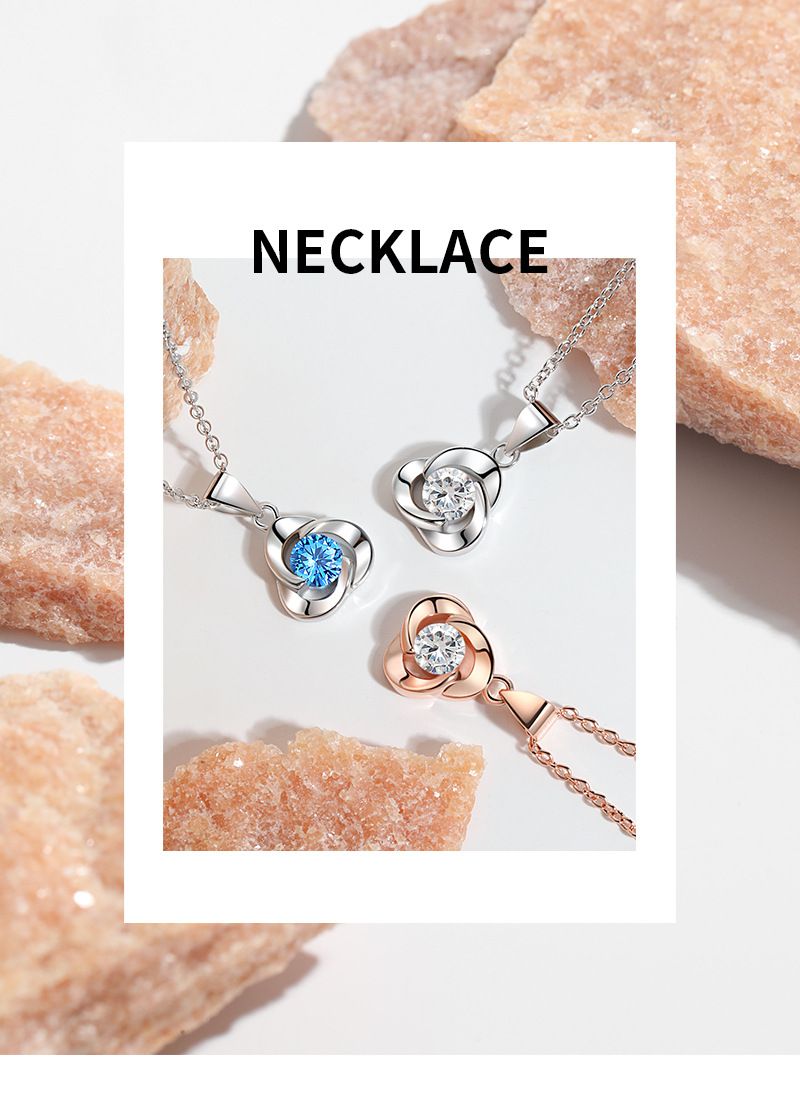 Collana con ciondolo a forma di petalo di rosa, catena per clavicola, semplice, con cuore dell'oceano e trifoglio rotante, da donna_voghion.com