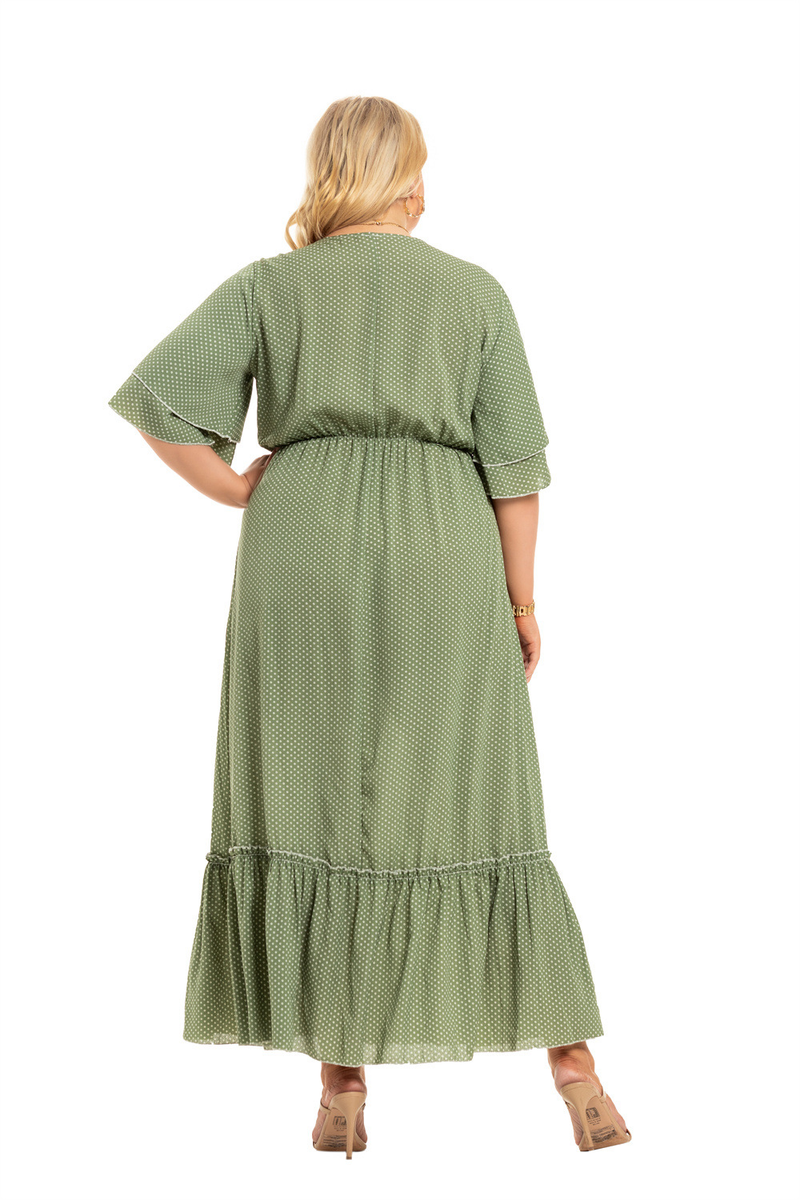 2023 Summer New V-neck Fat MM Bohemian Large Women's Plus size Klänningar_voghion.com