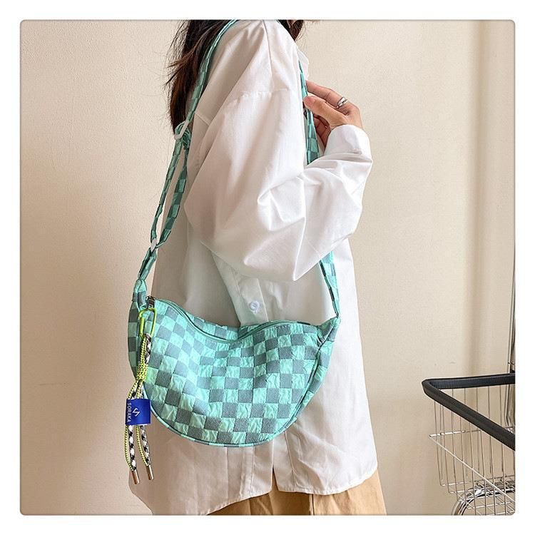 Checkered Dumpling Bun Women's Bag 2024 New Korean Small Form Design Fashionable and Versatile One Shoulder Crossbody Bag_voghion.com