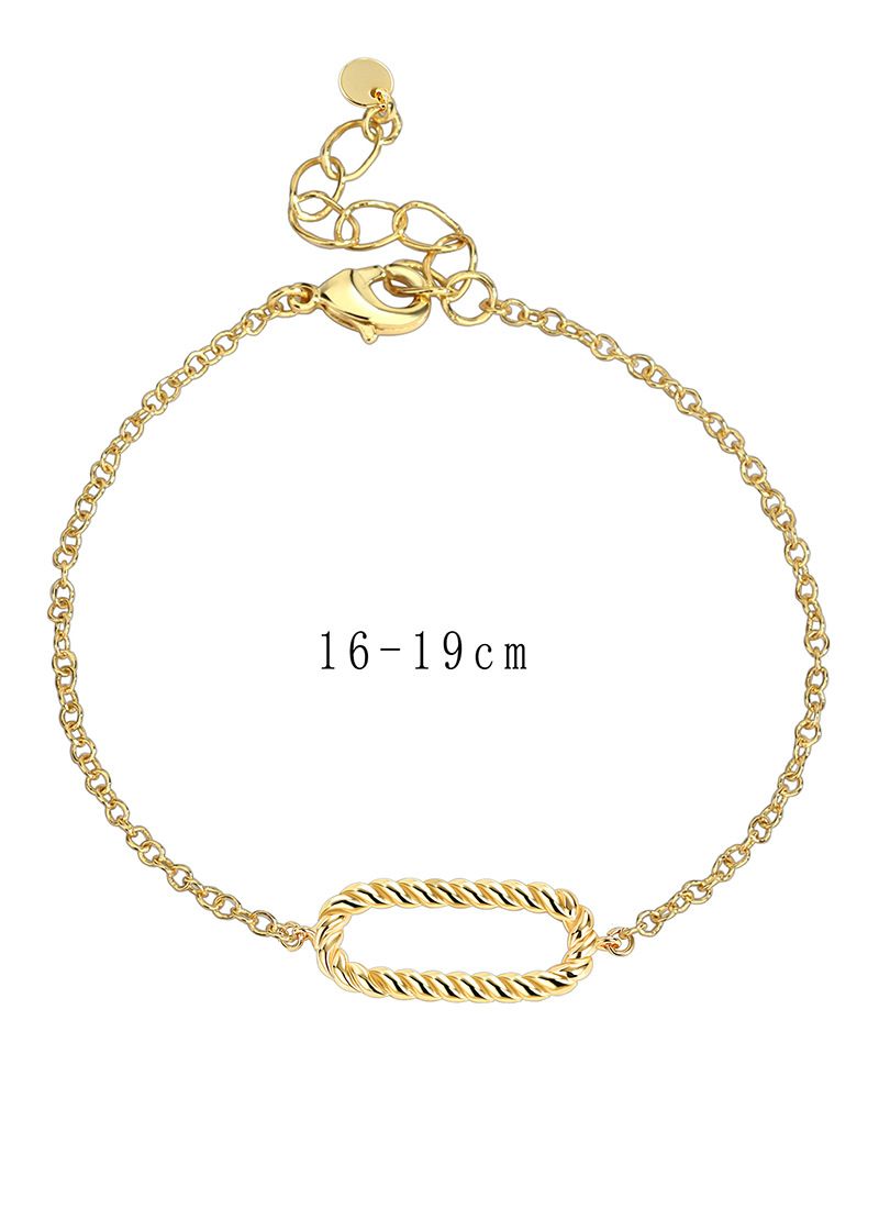 Damenschmuck, schlichtes, vergoldetes, gedrehtes, ovales Armband, geflochtener Ring, hohles, eiförmiges Armband_voghion.com