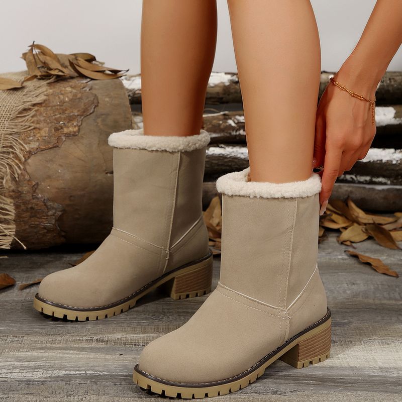 Botas de nieve de ante con tacón grueso, talla 43, botas de algodón de talla grande_voghion.com
