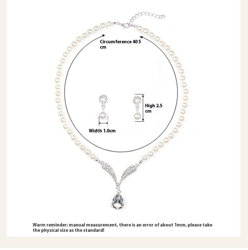 Set di orecchini e collana di perle personalizzate coreane per la moda e il temperamento delle donne, in lega elettroplaccata, per abito da sposa_voghion.com