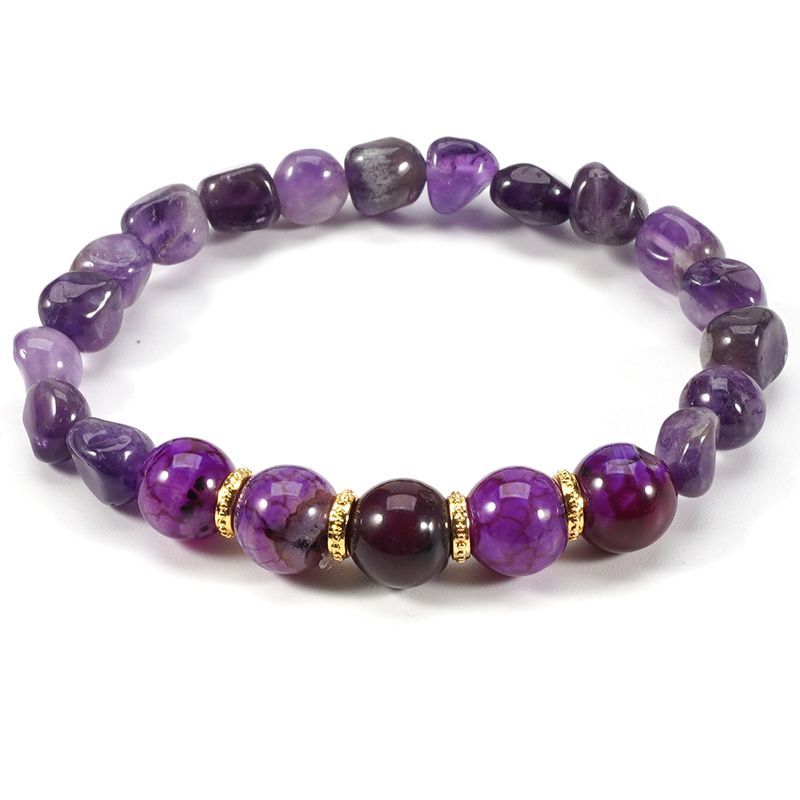 Braccialetto in pietra naturale con perline rotonde in cristallo viola da 8 cm, con etichetta a farfalla, set di personalità semplice_voghion.com