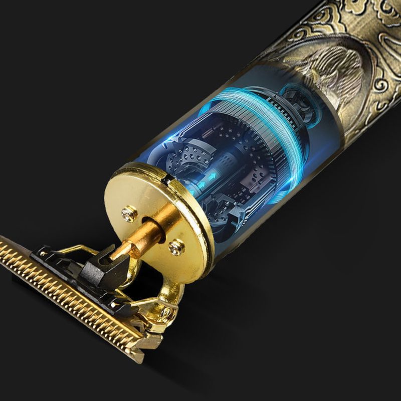 Ruixingst Máquina de cortar cabelo elétrica recarregável USB com padrão de dragão de baixo ruído Máquina de cortar cabelo digital elétrica para homens_voghion.com