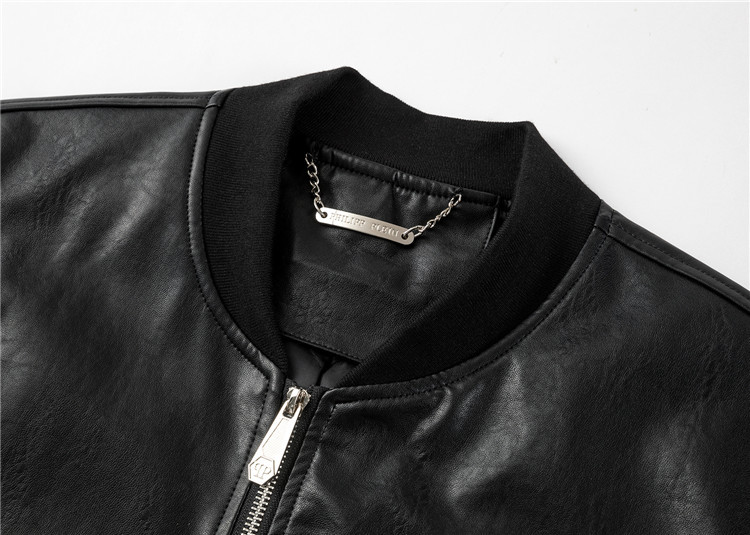 Marchio trendy da uomo Philip Plan autunno e inverno nuova giacca in pelle casual con cerniera con colletto alla coreana PP più giacca da uomo in cotone_voghion.com