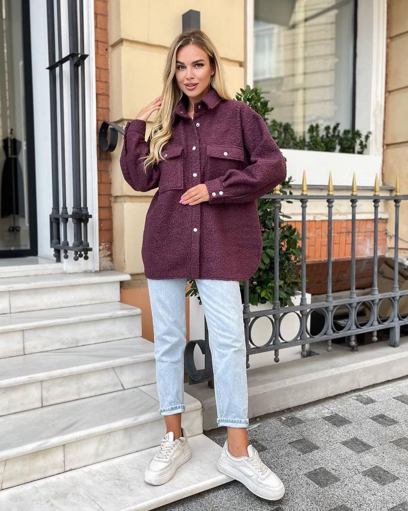 Abbigliamento da donna Camicia a maniche lunghe con risvolto ampio casual in lana nuova_voghion.com