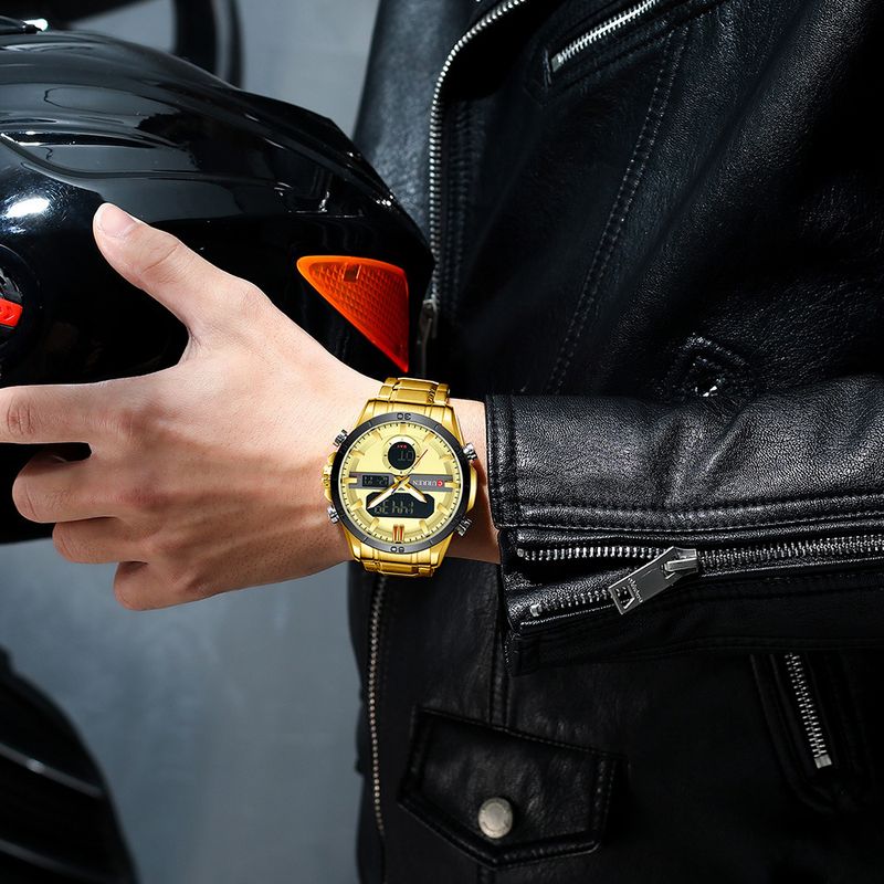 Men's Digital Analog Sports Watch With Waterproof Functionality, Round Dial, Quartz Movement, Alloy Strap For Business And Casual Wear_voghion.com