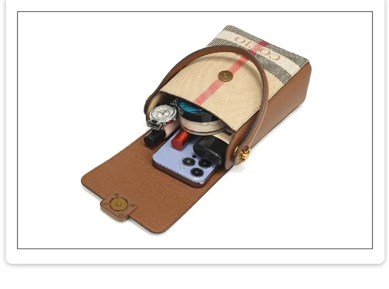 COCIO Designer New Plaid Cellphone Simple And Versatile Handbag High Quality Canvas Shoulder Bag_voghion.com