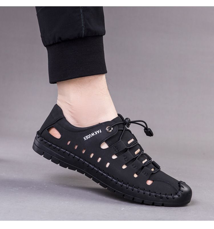 Sandali casual 2025 nuovi, suola morbida antiscivolo, traspiranti, scarpe da guida in pelle fresca da uomo_voghion.com