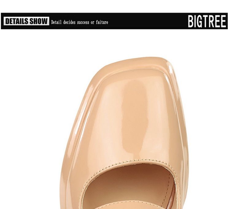1868-K95 Wind Thick Heel Waterproof Platform Shallow Mouth Square Head Straight Line With Water Diamond Buckle Single_voghion.com